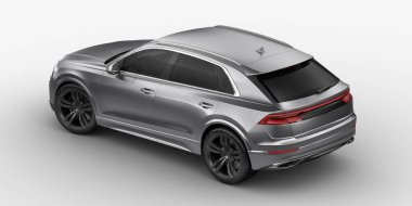 Stüdyo ortamında markasız, jenerik SUV konsept bir arabanın 3 boyutlu çizimi