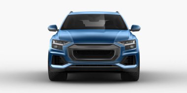 Stüdyo ortamında markasız, jenerik SUV konsept bir arabanın 3 boyutlu çizimi