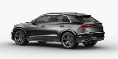 Stüdyo ortamında markasız, jenerik SUV konsept bir arabanın 3 boyutlu çizimi