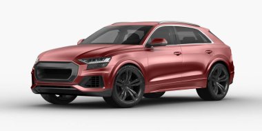 Stüdyo ortamında markasız, jenerik SUV konsept bir arabanın 3 boyutlu çizimi