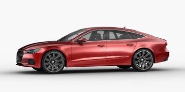 Stüdyo ortamında markasız, jenerik konsept bir arabanın 3 boyutlu çizimi