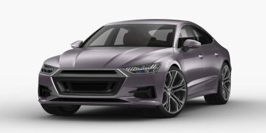 Stüdyo ortamında markasız, jenerik konsept bir arabanın 3 boyutlu çizimi