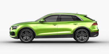 Stüdyo ortamında markasız, jenerik SUV konsept bir arabanın 3 boyutlu çizimi