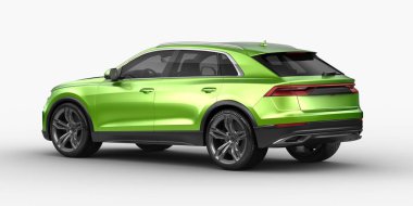 Stüdyo ortamında markasız, jenerik SUV konsept bir arabanın 3 boyutlu çizimi