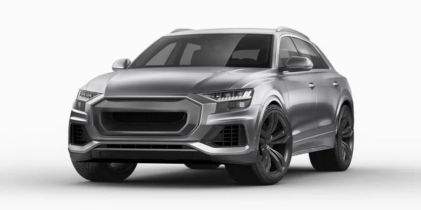 Stüdyo ortamında markasız, jenerik SUV konsept bir arabanın 3 boyutlu çizimi