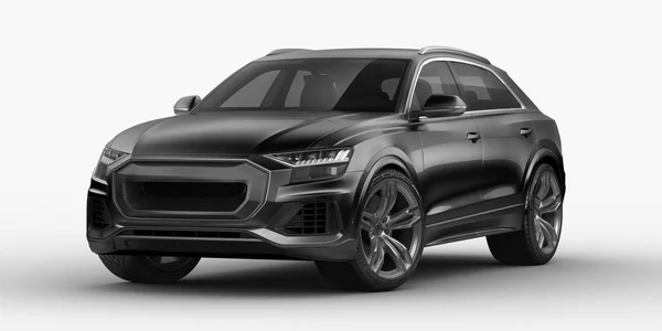 Stüdyo ortamında markasız, jenerik SUV konsept bir arabanın 3 boyutlu çizimi
