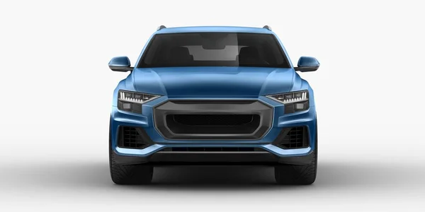 Stüdyo ortamında markasız, jenerik SUV konsept bir arabanın 3 boyutlu çizimi