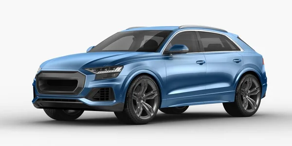 Stüdyo ortamında markasız, jenerik SUV konsept bir arabanın 3 boyutlu çizimi