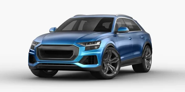 Stüdyo ortamında markasız, jenerik SUV konsept bir arabanın 3 boyutlu çizimi