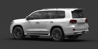 Stüdyo ortamında markasız, jenerik SUV konsept bir arabanın 3 boyutlu çizimi