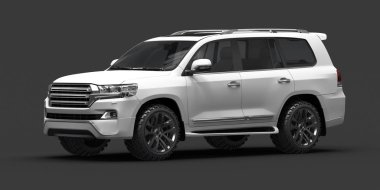 Stüdyo ortamında markasız, jenerik SUV konsept bir arabanın 3 boyutlu çizimi