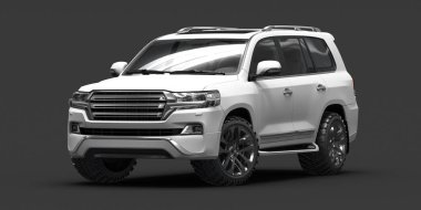 Stüdyo ortamında markasız, jenerik SUV konsept bir arabanın 3 boyutlu çizimi