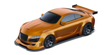 Stüdyo ortamında markasız, jenerik konsept bir arabanın 3 boyutlu çizimi