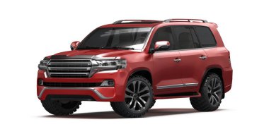 Stüdyo ortamında markasız, jenerik SUV konsept bir arabanın 3 boyutlu çizimi