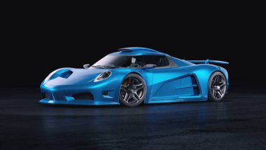 Stüdyo ortamında markasız, jenerik konsept bir arabanın 3 boyutlu çizimi