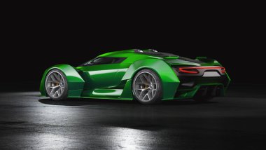 Markasız, jenerik konsept bir arabanın 3 boyutlu çizimi