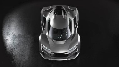 Markasız, jenerik konsept bir arabanın 3 boyutlu çizimi