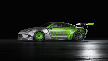 Markasız, jenerik konsept bir arabanın 3 boyutlu çizimi