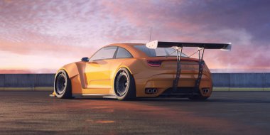 Markasız, jenerik konsept bir arabanın 3 boyutlu çizimi