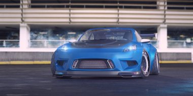 Markasız, jenerik konsept bir arabanın 3 boyutlu çizimi