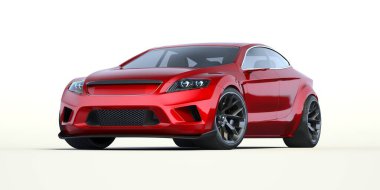 Stüdyo ortamında markasız, jenerik konsept bir arabanın 3 boyutlu çizimi