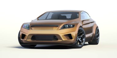 Stüdyo ortamında markasız, jenerik konsept bir arabanın 3 boyutlu çizimi