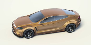 Stüdyo ortamında markasız, jenerik konsept bir arabanın 3 boyutlu çizimi