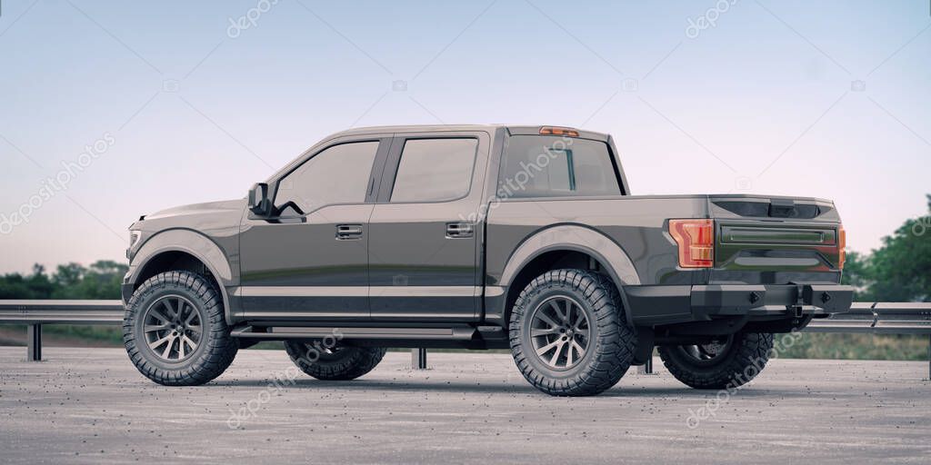 3D rendering of a brand-less generic pickup truck