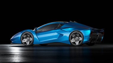 Stüdyo ortamında markasız, jenerik konsept bir arabanın 3 boyutlu çizimi