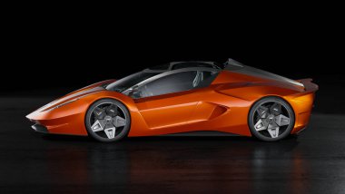 Stüdyo ortamında markasız, jenerik konsept bir arabanın 3 boyutlu çizimi