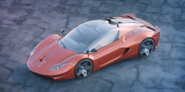 Markasız, jenerik konsept bir arabanın 3 boyutlu çizimi