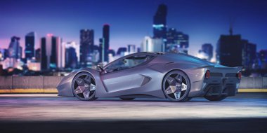 Markasız, jenerik konsept bir arabanın 3 boyutlu çizimi