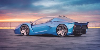 Markasız, jenerik konsept bir arabanın 3 boyutlu çizimi