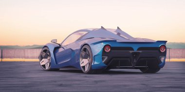 Markasız, jenerik konsept bir arabanın 3 boyutlu çizimi