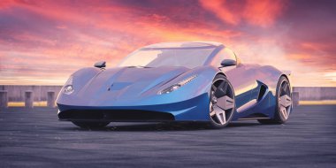 Markasız, jenerik konsept bir arabanın 3 boyutlu çizimi