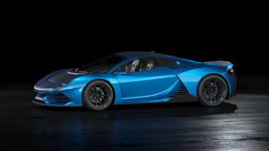 Markasız, jenerik konsept bir arabanın 3 boyutlu çizimi