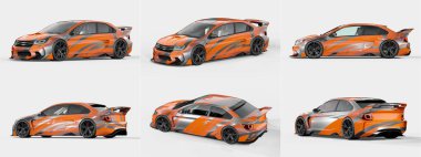 Markasız, jenerik konsept bir arabanın 3 boyutlu çizimi