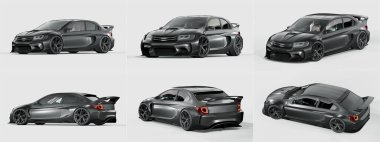 Markasız, jenerik konsept bir arabanın 3 boyutlu çizimi