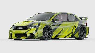 Markasız, jenerik konsept bir arabanın 3 boyutlu çizimi