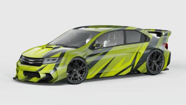 Markasız, jenerik konsept bir arabanın 3 boyutlu çizimi