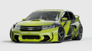 Markasız, jenerik konsept bir arabanın 3 boyutlu çizimi