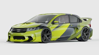 Markasız, jenerik konsept bir arabanın 3 boyutlu çizimi