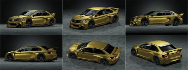 Markasız, jenerik konsept bir arabanın 3 boyutlu çizimi