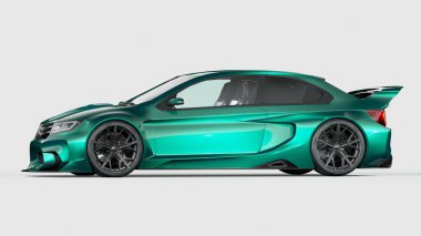 Markasız, jenerik konsept bir arabanın 3 boyutlu çizimi