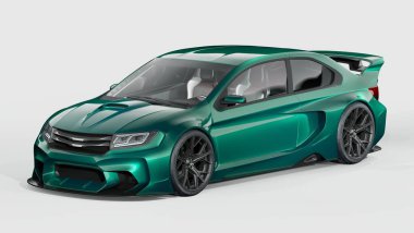 Markasız, jenerik konsept bir arabanın 3 boyutlu çizimi