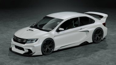 Markasız, jenerik konsept bir arabanın 3 boyutlu çizimi