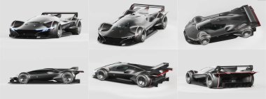 Markasız, jenerik konsept bir arabanın 3 boyutlu çizimi