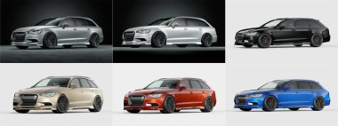 Markasız, jenerik konsept bir arabanın 3 boyutlu çizimi