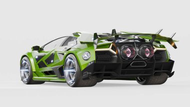 Markasız, jenerik konsept bir arabanın 3 boyutlu çizimi