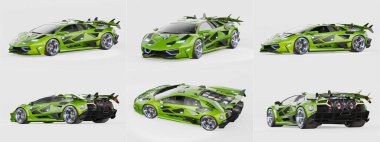 Markasız, jenerik konsept bir arabanın 3 boyutlu çizimi